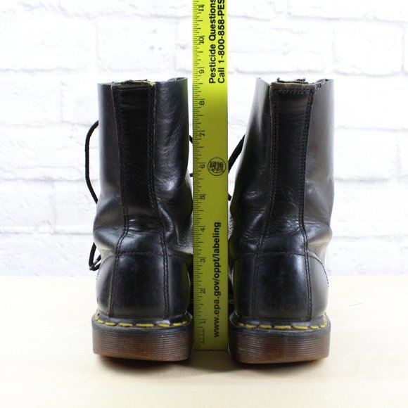 VTG! Dr. MARTENS Black Leather Lace Up Steel Toe C - Picture 7 of 8